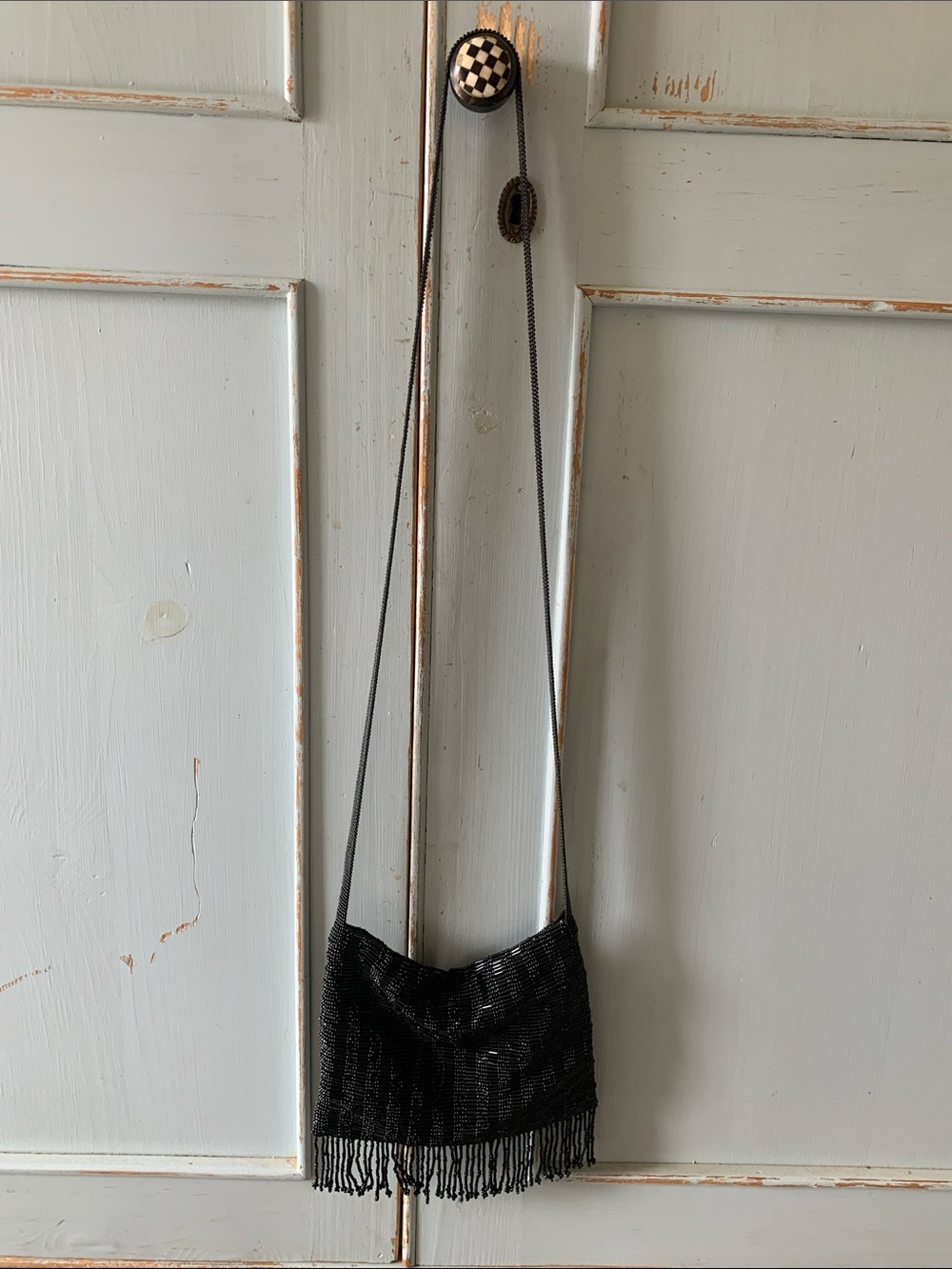 Black beaded crossbody shoulder bag Like New